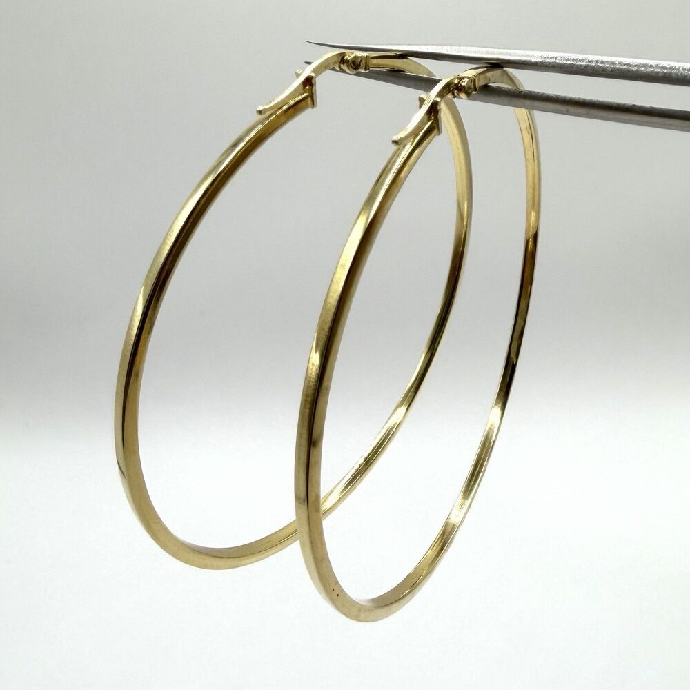 SLC 925 Sterling Silver Large Gold Hoop Earrings Vintage Estate